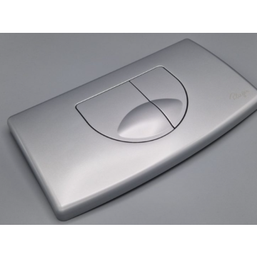 Plieger Main Control Panel DF matchroom a dual flush button for a toilet. Dual flush systems allow for both a full and half flush, saving water. When the button is pressed, a valve is opened, releasing water from the cistern into the toilet bowl. This wat
