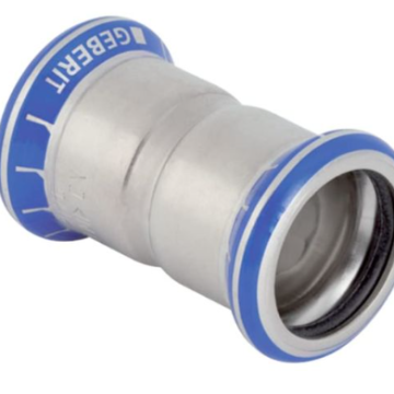 GEBERIT 33001 is a Geberit Mapress Stainless Steel 12mm straight coupling (straight sleeve)