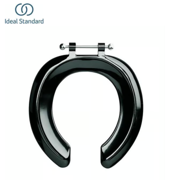 Ideal Standard Spares Bakasan open front toilet seat with stainless steel pillar hinges - no cover - Black -S407466