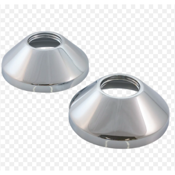 This product is a pair of decorative cover plates (flanges/escutcheons) designed to neatly mask and finish the wall connections or pipe entries for Oras faucet and shower systems. It conceals the raw pipe entry or installation hole where the tap connects 