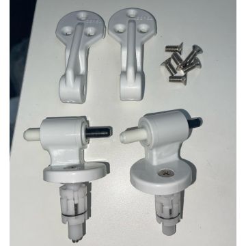 The Serel Soft Close/Slow Closing Toilet Seat Hinges 208F317S are designed for compatibility with the Serel Verda and Serel Orkide toilet models. These hinges provide a gentle and quiet closing action, enhancing the overall bathroom experience by preventi