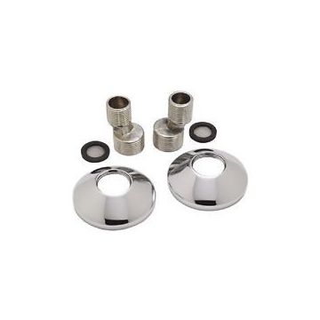 ENKI Chrome Modern Traditional Bathroom Offset Cranked Adaptor Connectors Washers w/ Wall Mounted Plates for Shower Tap Valves P01