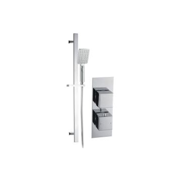 Square Shower Pack 8 - Rhomba Slim Plate Single Outlet & Riser Kit