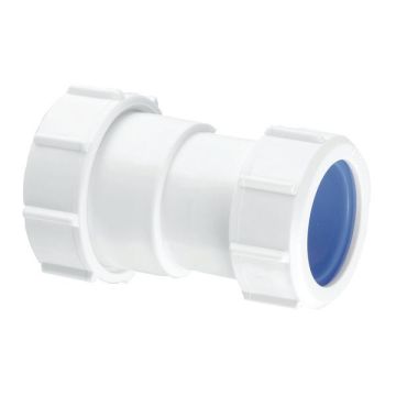 McAlpine T28L-ISO Compression Connection Straight Connector White 1 1/2 x 40mm