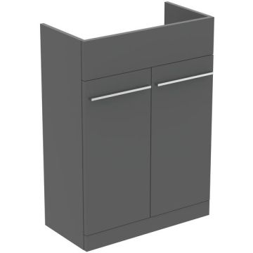Ideal Standard  Ideal Standard i.life A 60cm semi countertop washbasin unit with 2 doors (separate handles required), quartz grey matt  T5262NG