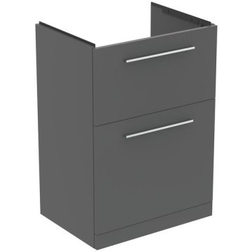 Ideal Standard  Ideal Standard i.life A 60cm floor standing vanity unit with 2 drawers (separate handles required), quartz grey matt  T5273NG