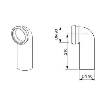 TECE profile 90° toilet connection elbow 9980067
