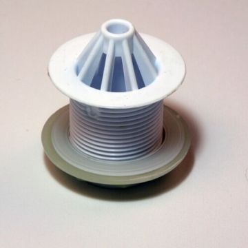 Wirquin 1½" plastic waste, unslotted, 60mm flange, 89mm tail, plastic backnut WUS54WH