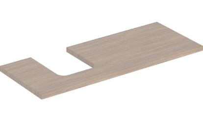 Geberit ONE washtop, left cut-out, for lay-on washbasin, bowl shape: B=120cm, H=3cm, T=47cm, oak / wood-textured melamine  505.295.00.5