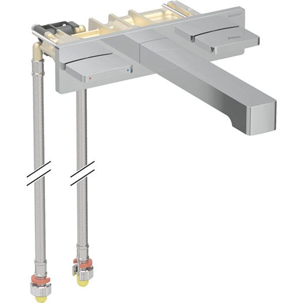 ONE washbasin tap, square design, wall-mounted, two-handle mixer, for concealed function box  116.461.21.1