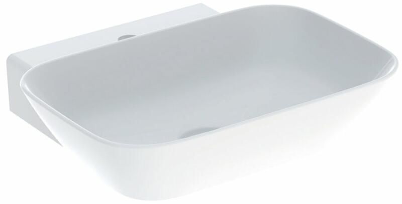 Geberit ONE lay-on washbasin, bowl shape, vertical outlet: B=50cm, T=42.5cm, Tap hole=central, Overflow=without, white / KeraTect  505.041.01.6