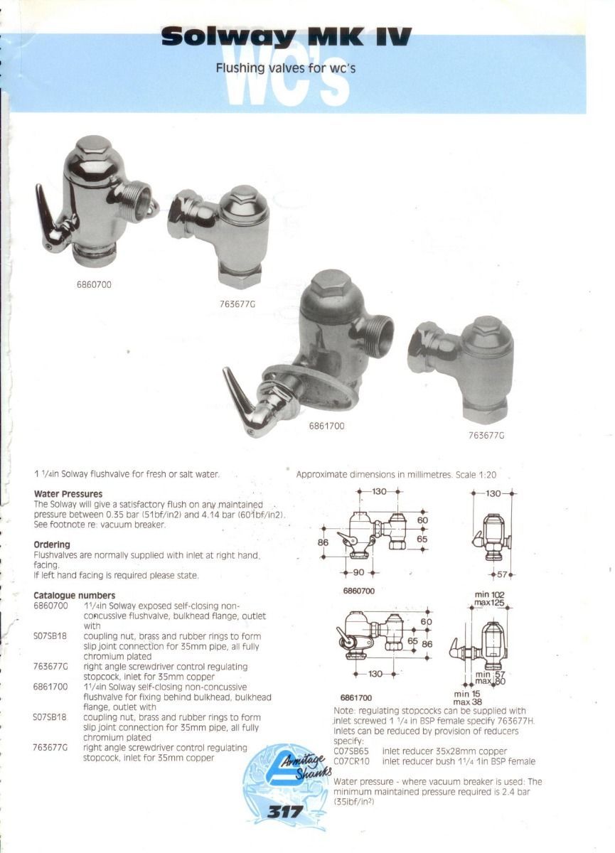 Armitage Shanks Mark 4 Solway Flush Valve Bobbings Set S961187  S07SR16