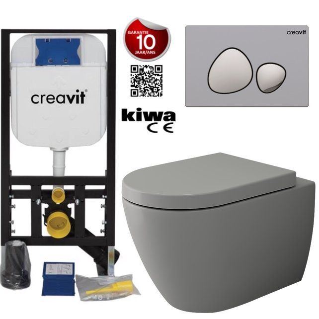 Hanging Toilet Set Complete Wall Closet Bocchi Jet-Flush Mat Gray Rimless incl Toilet seat  bbd02d08-d4d2-f8eb-d44e-4ee27aa70ca0