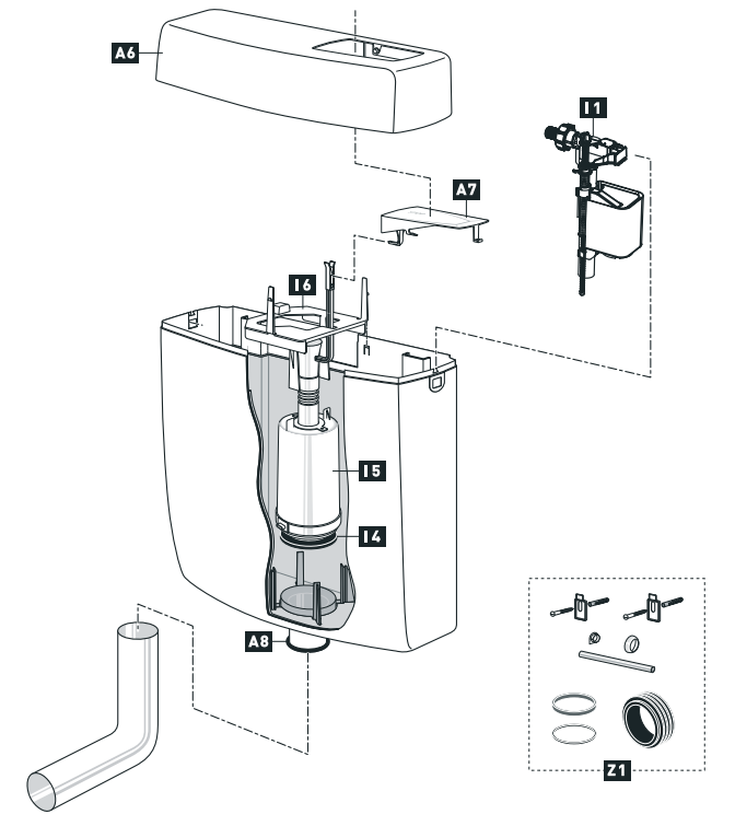 Schwab exposed flushing cistern 