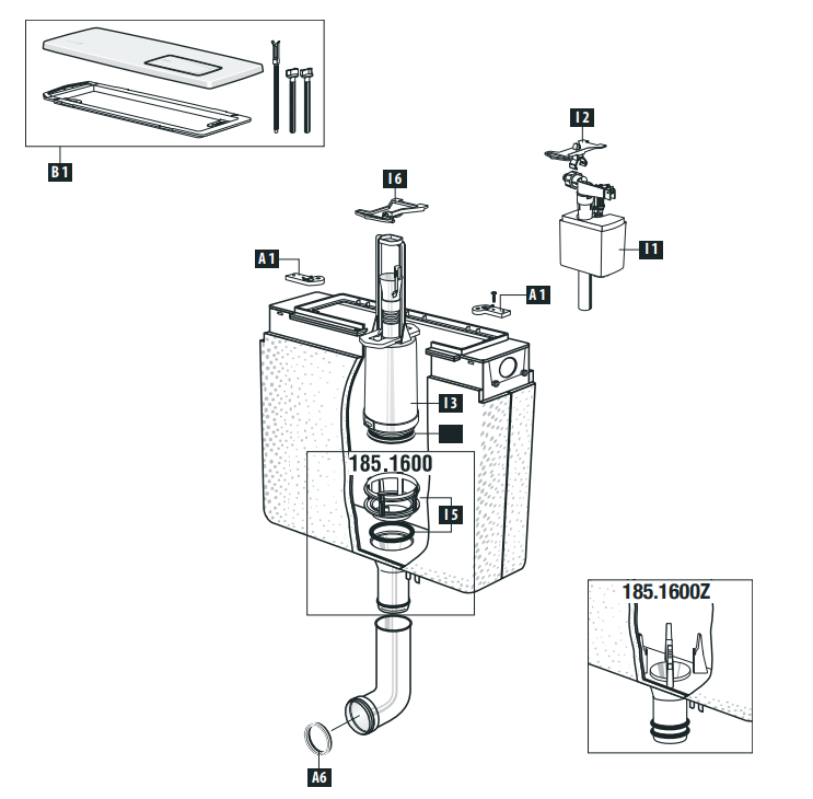 Schwab Concealed flushing cistern 185.xxx