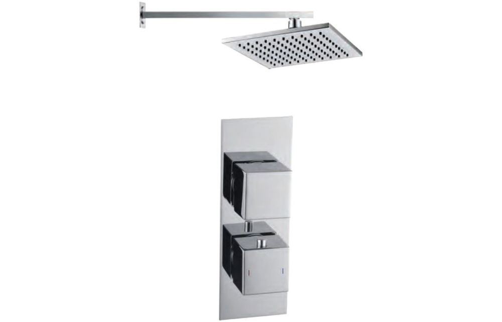Square Shower Pack 9 - Rhomba Slim Plate Single Outlet & Overhead Shower DICMP0076