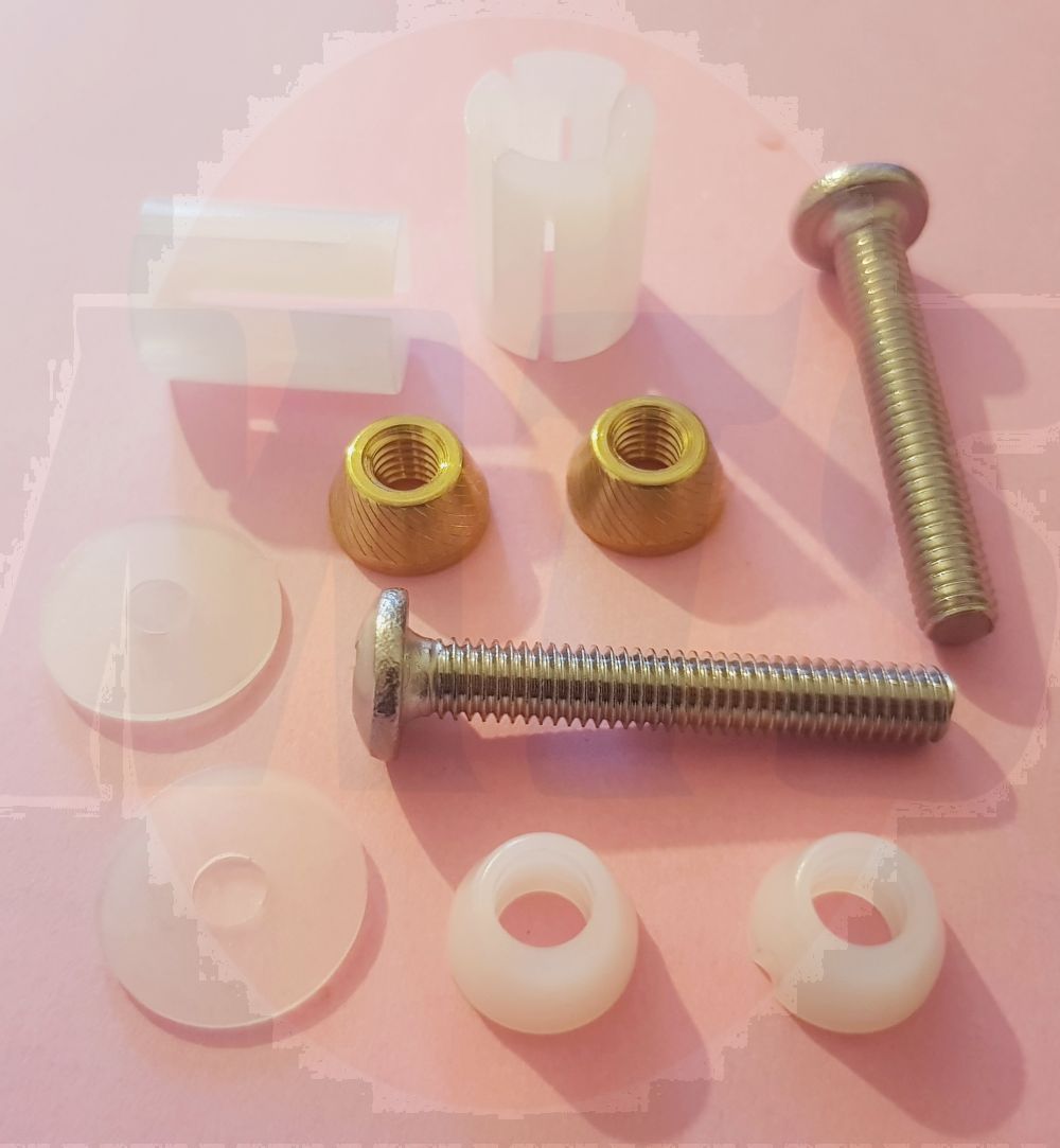 Replacement expansion screw kit for wc seats, consisting of screw, expander and conical nut. 080944