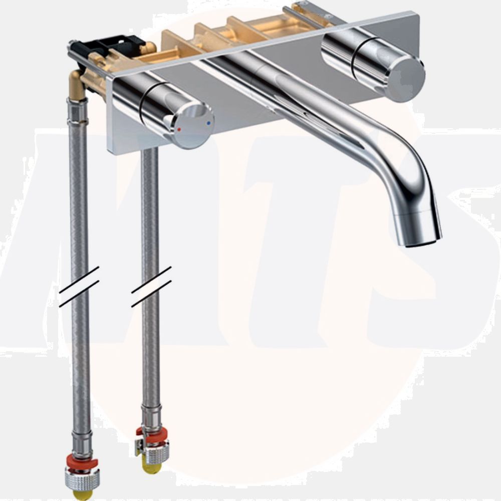 ONE washbasin tap, round design, wall-mounted, two-handle mixer, for concealed function box  116.460.21.1