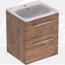 Selnova Square 55 cm Slim Basin & Two Drawer Vanity Unit, Hickory  501.234.00.1