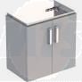 Geberit Selnova Compact cabinet for washbasin, with two doors and service space: B=59.7cm, H=60.5cm, T=39.7cm, light grey / matt coated, light grey / high-gloss coated  501.956.42.1