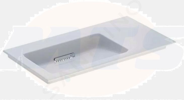 Geberit ONE vanity basin, horizontal outlet, right shelf surface: B=90cm, T=48cm, Tap hole=without, Overflow=without, white / KeraTect, glossy white   505.008.00.1