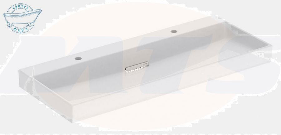 Geberit ONE washbasin, horizontal outlet: B=120cm, T=48cm, Tap hole=left and right, Overflow=without, white / KeraTect, glossy white   505.049.00.1