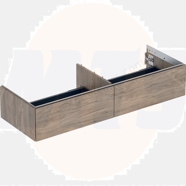 Geberit ONE cabinet for washbasin, with two drawers: Washbasin width=135cm, H=26.6cm, T=47cm, hickory / wood-textured melamine  505.076.00.6