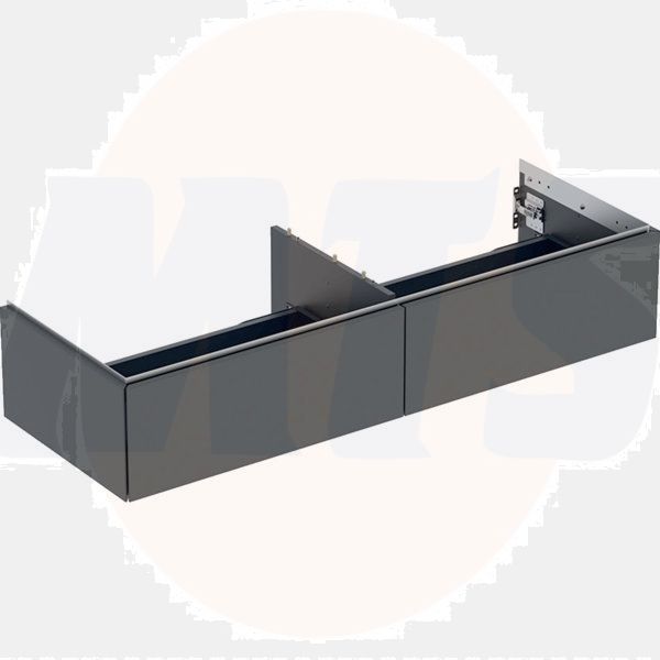 Geberit ONE cabinet for washbasin, with two drawers: Washbasin width=135cm, H=26.6cm, T=47cm, black / matt coated  505.076.00.8