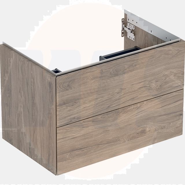 Geberit ONE cabinet for washbasin, with two drawers: Washbasin width=75cm, H=50.4cm, T=47cm, hickory / wood-textured melamine  505.262.00.6