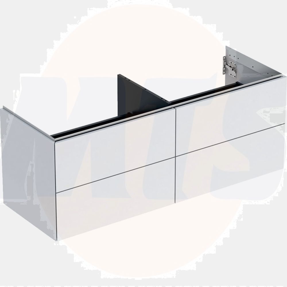 Geberit ONE cabinet for washbasin, with four drawers: Washbasin width=135cm, H=50.4cm, T=47cm, white / high-gloss coated  505.266.00.1