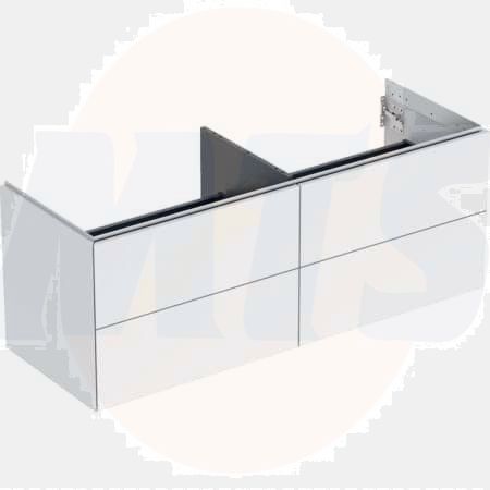 Geberit ONE cabinet for washbasin, with four drawers: Washbasin width=135cm, H=50.4cm, T=47cm, sand grey / high-gloss coated  505.266.00.4