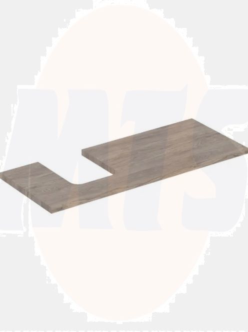 Geberit ONE washtop, left cut-out, for lay-on washbasin, bowl shape: B=120cm, H=3cm, T=47cm, hickory / wood-textured melamine  505.295.00.6