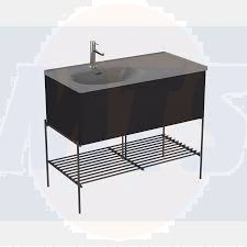 Vitra Equal Sink Cabinet with Drawers Asymmetrical Gray Sink  100 cm  Elm 66525