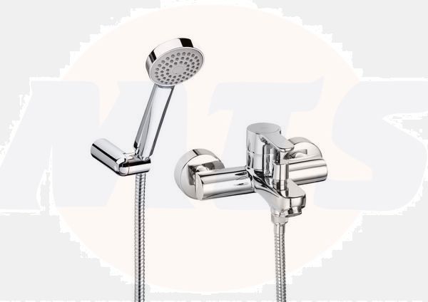 Roca  L20 wall-mounted bath-shower mixer with handset, hose and bracket A5A0109C02