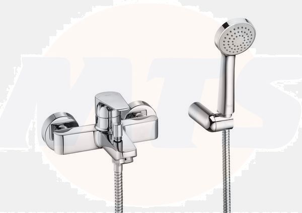 Roca  Atlas wall-mounted bath-shower mixer with handset, hose and bracket A5A0190C00