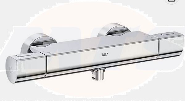 Roca  T-1000 wall-mounted thermostatic shower mixer with handset, hose and bracket  A5A142EC00