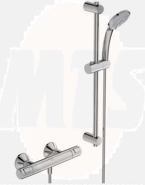 Ideal Standard  Ceratherm T25 exposed thermostatic shower mixer pack with idealrain S3 3 function ø80 handspray, 600mm rail and 1.25m hose   A7205AA