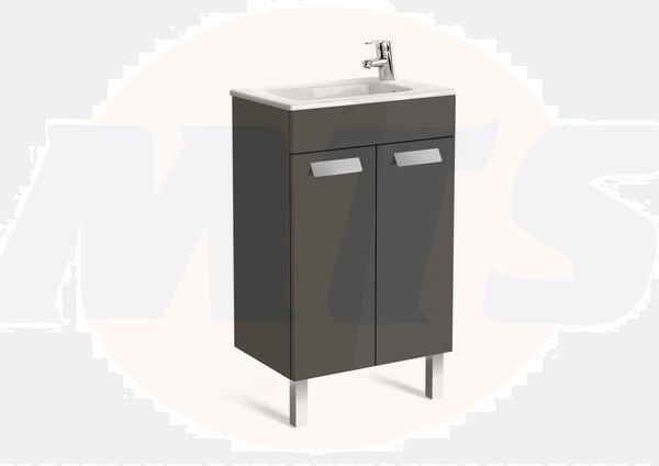 Roca  Debba basin and compact base unit 505 x 360mm - 2 soft-close doors - gloss anthracite grey A855900153