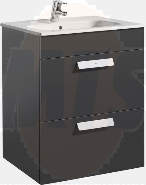 Roca  Debba base unit 605 x 460mm - 2 soft-close drawers - gloss anthracite grey A856826153