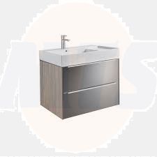 Roca  Inspira base unit 800 x 498mm with 2 soft-close drawers - city oak with dark mirror glass A857001403