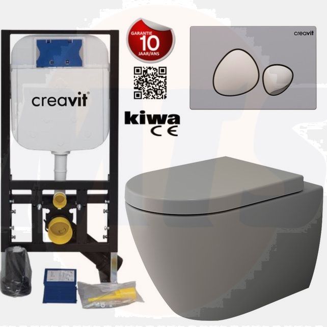 Hanging Toilet Set Complete Wall Closet Bocchi Jet-Flush Mat Gray Rimless incl Toilet seat  bbd02d08-d4d2-f8eb-d44e-4ee27aa70ca0