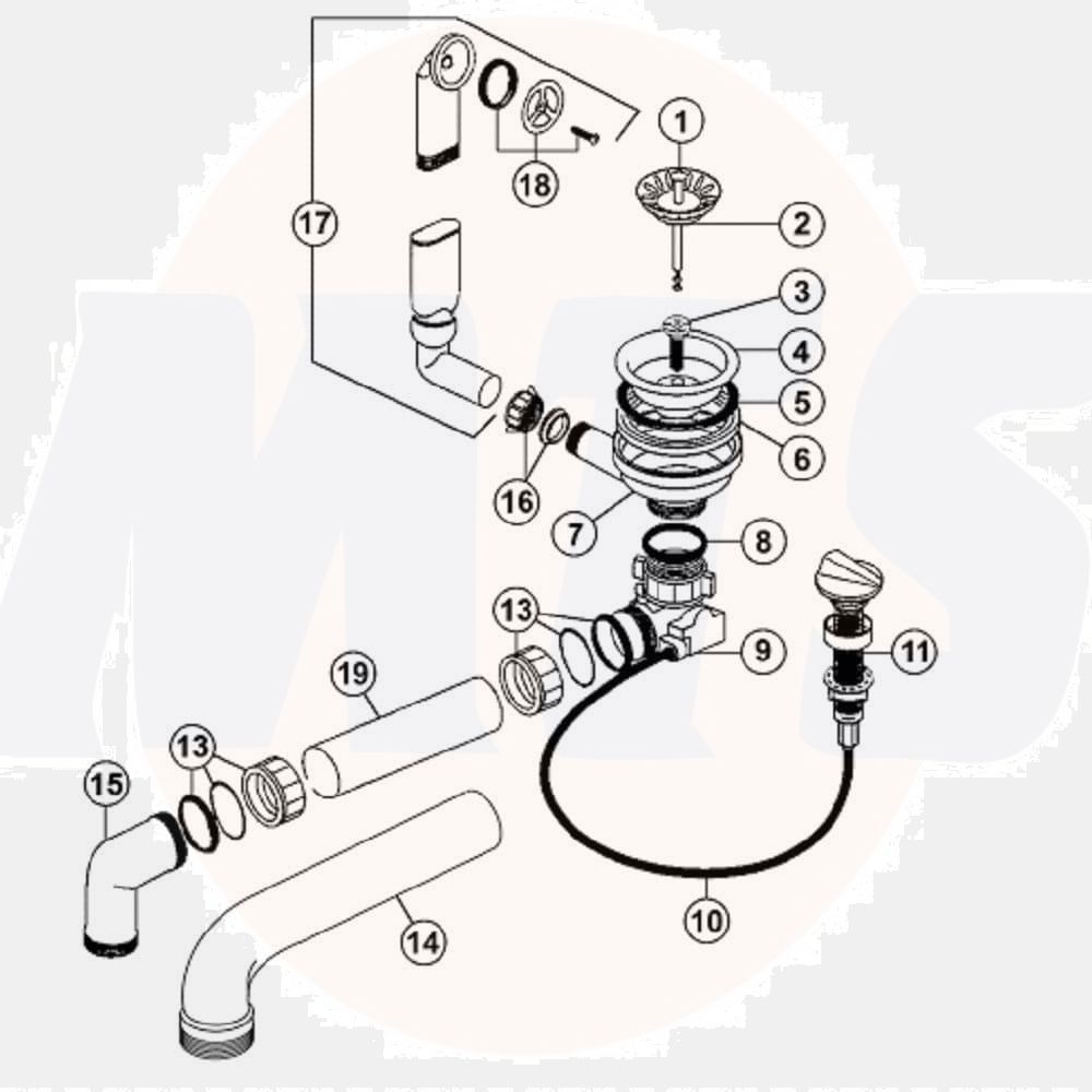 Blanco 217163 Remote Pop-Up Waste Kit - 4020684343404