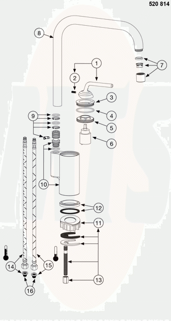 BLANCO AJARIS Lever Chrome 121792 Post 01/2015	 Models Diagram Item No 1