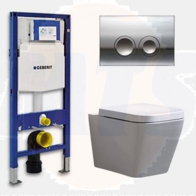 Geberit UP 100 Toilet set - Alexandria-01 Delta 21 Gloss chrome - Built-in WC Wall-mounted toilet DC2359