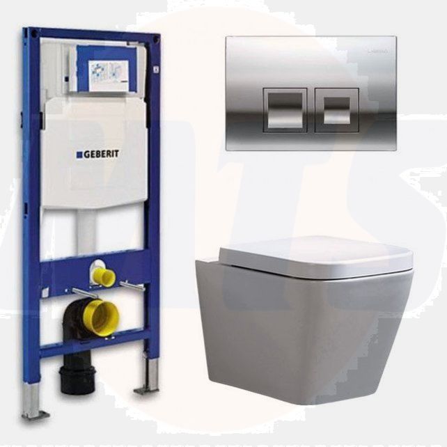 Geberit UP 100 Toilet set - Alexandria-01 Delta 50 Gloss chrome - Built-in WC Wall-hung toilet DC2360