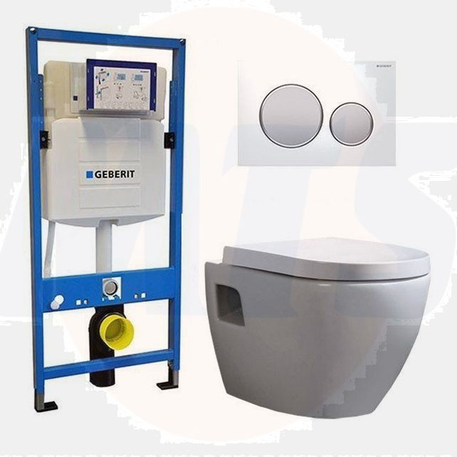 Geberit UP 320 Toilet set -Daley Sigma-20 White Matt Chrome - Built-in WC Wall-hung toilet  DC2460-1