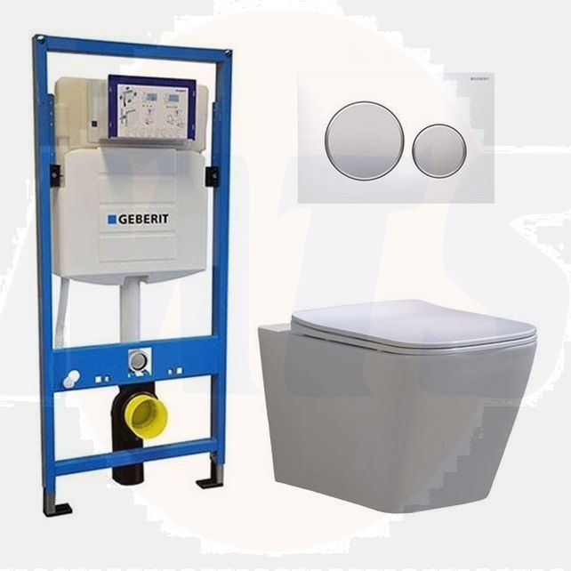 Geberit UP 320 Toilet set -Alexandria Flatline Sigma- 20 White Matt Chrome -Built-in WC Wall-mounted toilet DC2466