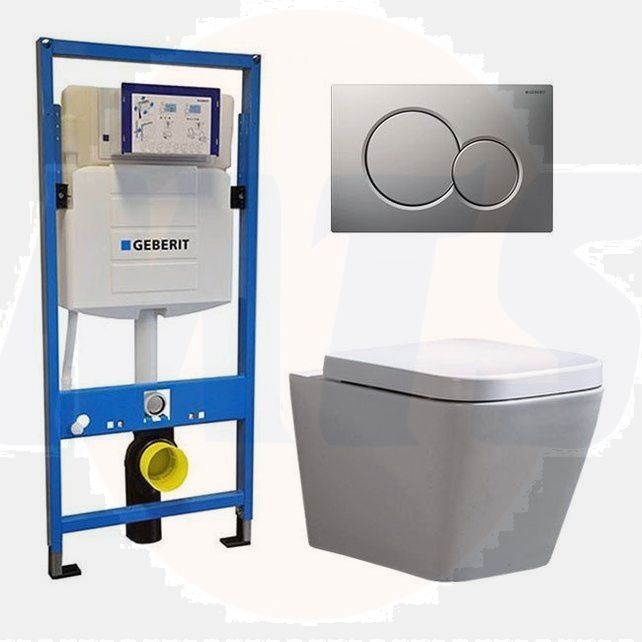 Geberit UP 320 Toilet set - Alexandria Sigma-01 Matt Chrome - Built-in WC Wall-mounted toilet DC2470