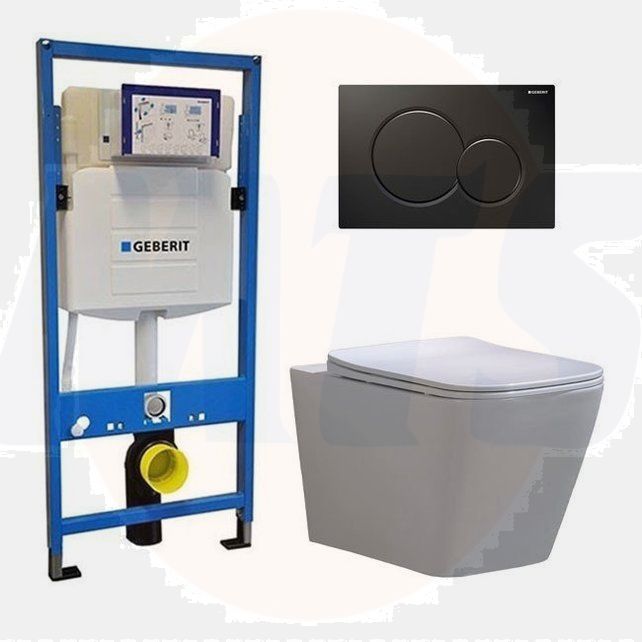 Geberit UP 320 Toilet set -Alexandria Flatline Sigma-01 Black -Built-in WC Wall-hung toilet DC2586