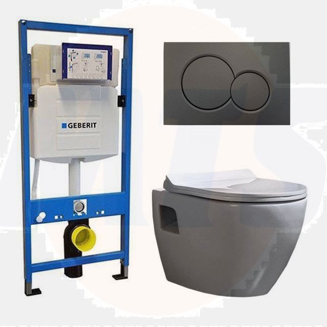 Geberit UP 320 Toilet set Built-in WC Wall-mounted toilet Toilet set Daley Flatline Geberit Sigma- 01 Matt Black Chrome DC3696